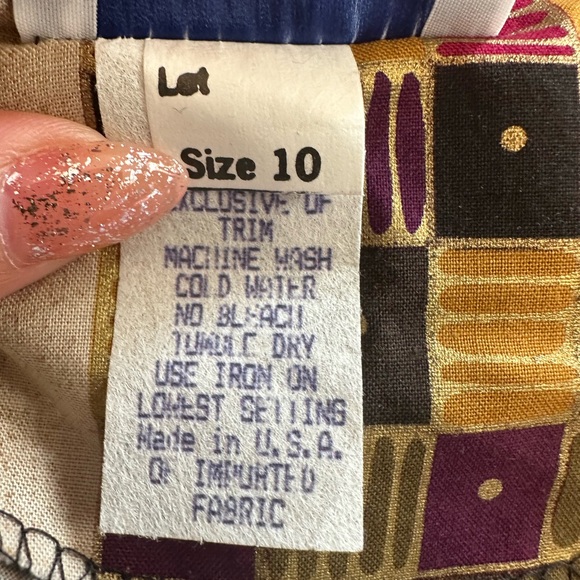 True Vintage 80s/90s Ashley 26 Multicolor Geometric Blazer, Belt & Dress Set 10 - Picture 8 of 13